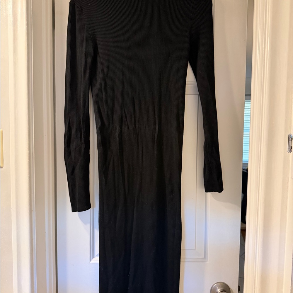 Express Black Long Sleeve Midi Dress